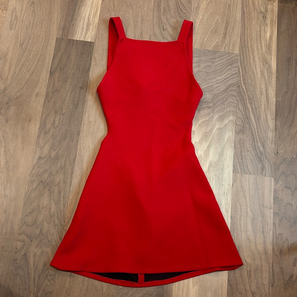 Red, backless, Zara mini dress, S